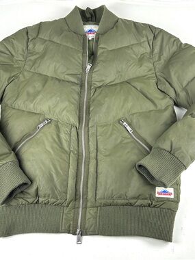 Penfield Down Puffer Jacket Sz Small Army Green Full Zip & Pockets